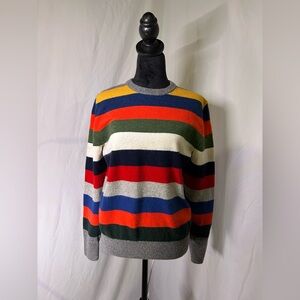 Merino Wool Crew Neck Sweater Color Block Striped Gap Small Crazy Stripe